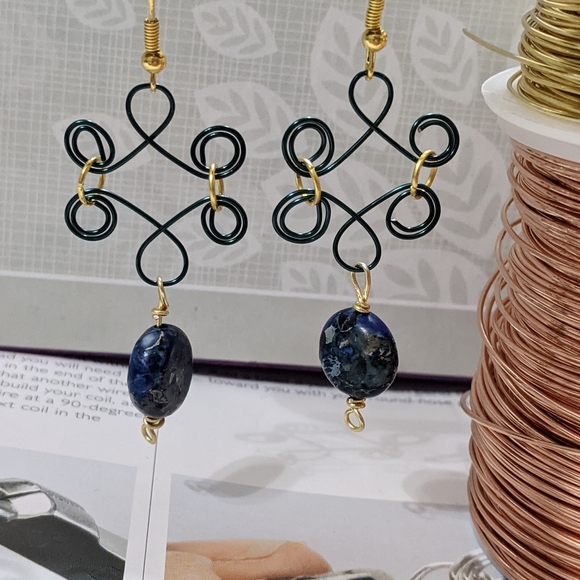 Copper Wire Coil Earrings - Picture 2 of 2